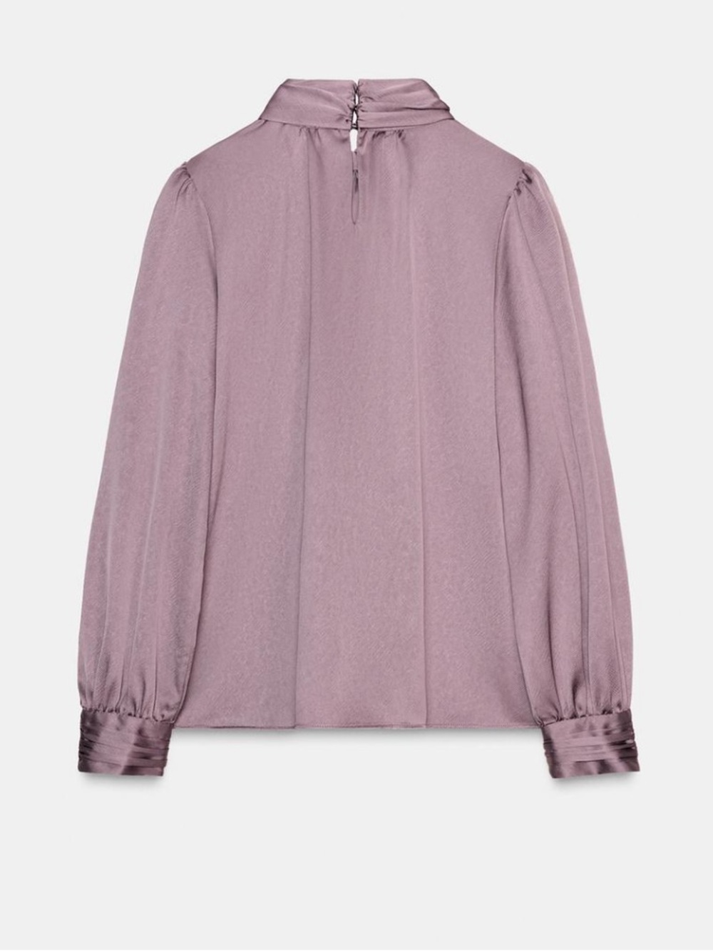 Zara NWT satin shirt with bow mauve 8946/839 - Picture 3 of 6